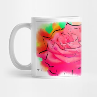 Soft Red Rose Bloom In Abstract Watercolor Mug